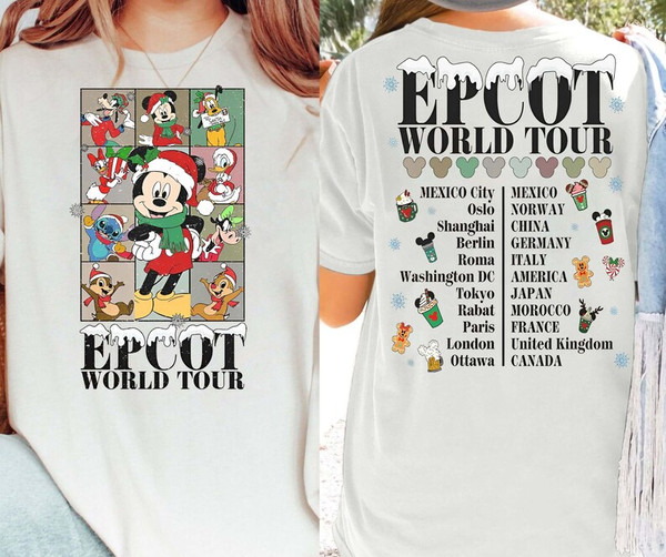 Disney Epcot World Tour Christmas 2 Sided Sweatshirt  Mickey & Friends Christmas T-shirt  Disney Christmas Trip Tee .jpg