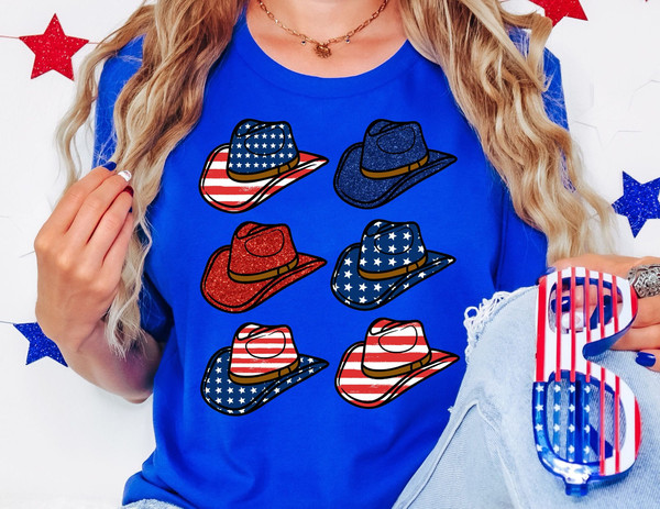 Cowgirl Hat 4th of July Shirt, USA Graphic Tee, Stars and Stripes, Independence Day Tee, Patriotic Shirt, American Flag Shirt.jpg