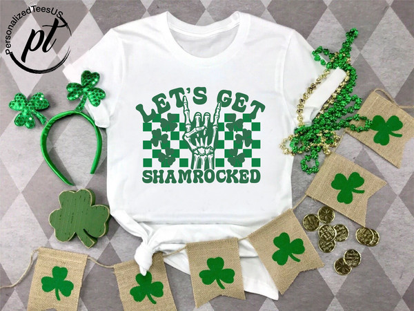 Checkered Shamrock Shirt,Saint Patrick's Day Clover Tshirt, Let's Get Shamrock Shirts, Irish Green Tee, St Patricks Day Gifts For Friends.jpg