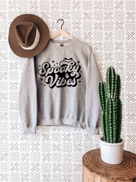 Spooky Vibes Sweatshirt, Halloween Sweatshirt, Halloween Women Sweater.jpg