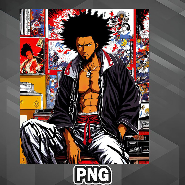 AFM1107231336281-African PNG Samurai Afro Lofi Hip Hop Aesthetic 90s PNG For Sublimation Print.jpg