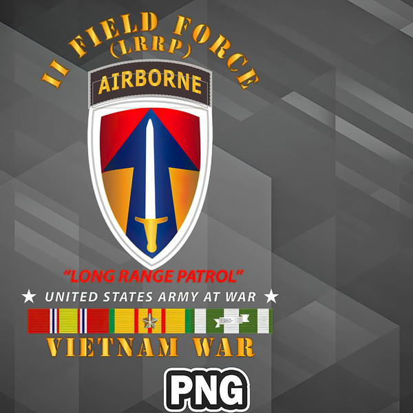 ABO0607230805324-Army PNG II Field Force - Airborne Tab - LRP - Vietnam War PNG For Sublimation Print.jpg