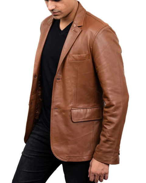 2-Button Men Lambskin Leather Blazer-Cognac_3.jpg