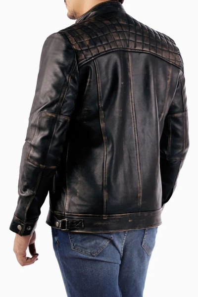 Men's Casual Signature Diamond Lambskin Leather Jacket-Vintage Black_15.jpg
