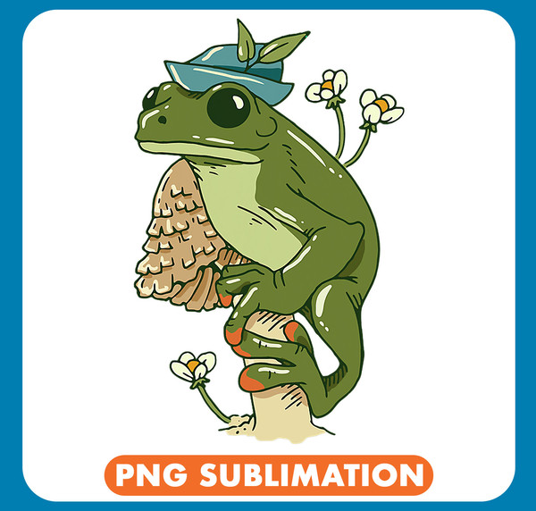 Frog Gift with an cool vintage Hat sitting on a Mushroom .jpg