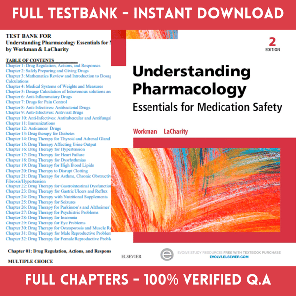 Latest 2023 Understanding Pharmacology Essentials for Medication Safety, 2nd Edition M. Linda Workman Test bank  All chapters.png