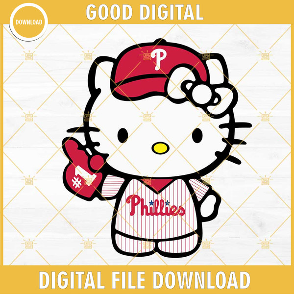 Hello Kitty Philadelphia Phillies Baseball SVG, Kitty Cat Phillies Fan SVG PNG DXF EPS Files.jpg