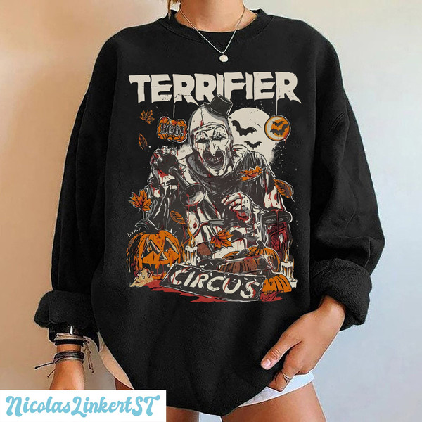 Vintage Terrifier Sweatshirt, Terrifier Art the Clown Hoodie, Retro 90s Horror Movie Shirt, Halloween Shirt, Scary Movie Shirt, NA-120904.jpg