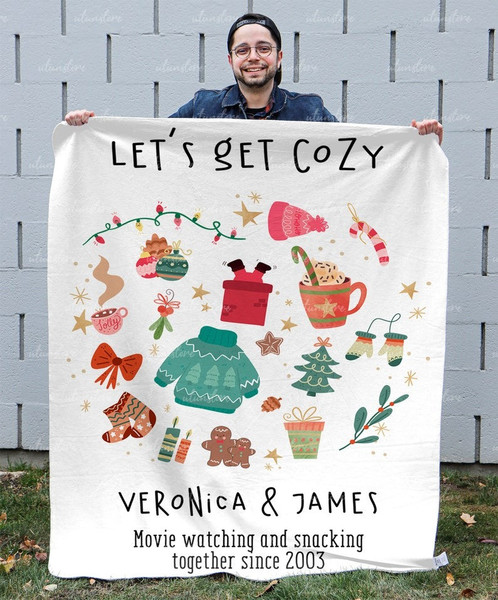 Custom Christmas Cozy Blanket, Custom Name Blanket, Blanket for Holidays, Movie Watching Blanket, Winter Bedding, Gift for Him Her Mom Dad 1.jpg