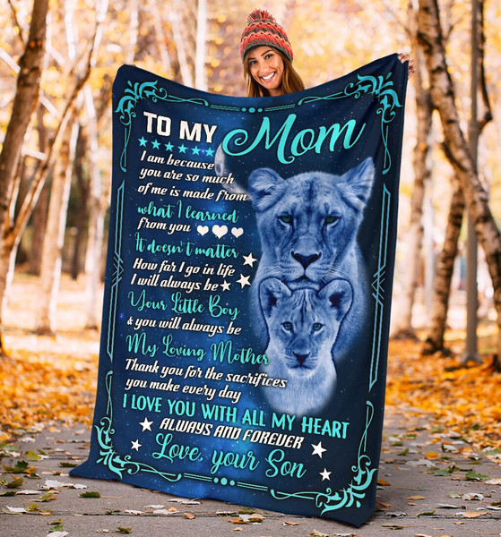 Mom Blanket, Mother's Day Gift Idea, Gift For Mom, To My Mom, I Am Because You Are Fleece Blanket 1.jpg