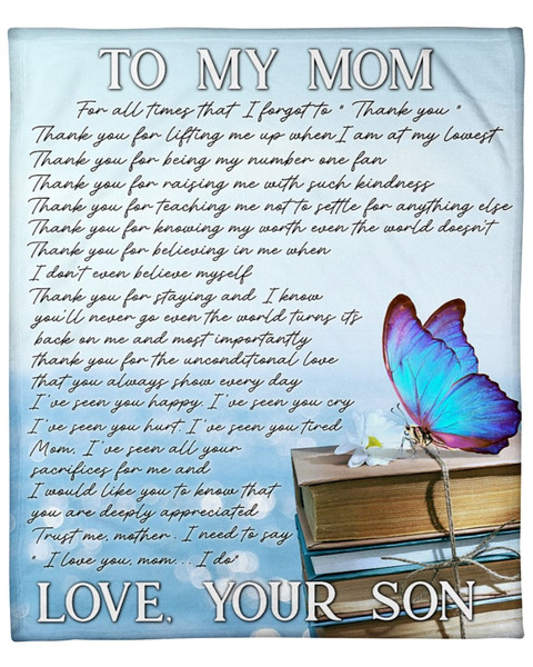 Mother's Day Gift For Mom, Mom Blanket, To My Mom, For All The Time That Butterflies Blanket 1.jpg
