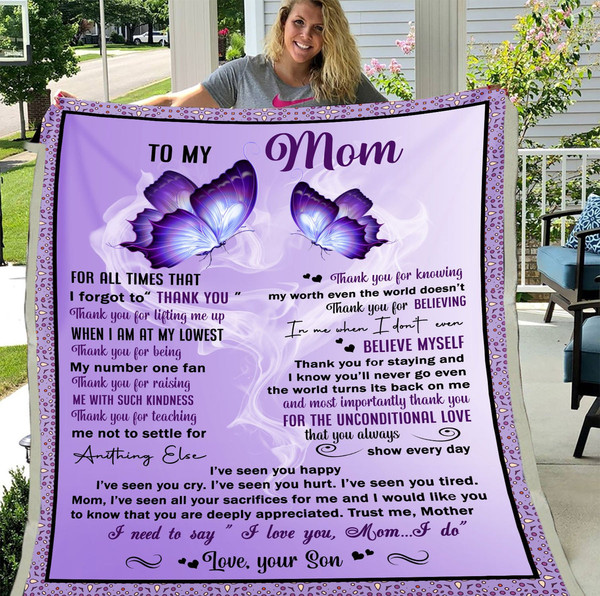 Mother's Day Gift For Mom, Mom Blanket, To My Mom, For All The Time That I Forgot Butterflies Blanket 1.jpg