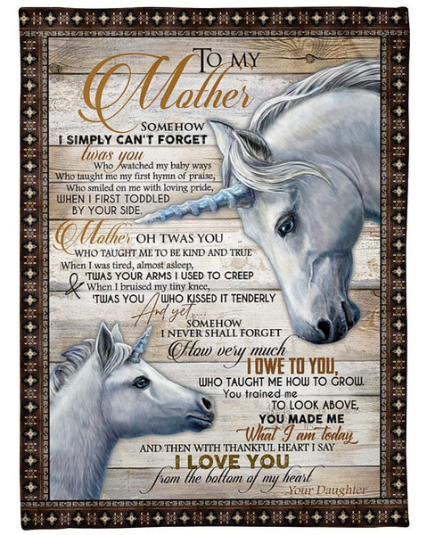 Personalized Mom Blanket, Mother's Day Gift, To My Mother Somehow I Simply Can't Protect Unicorn Fleece Blanket 1.jpg