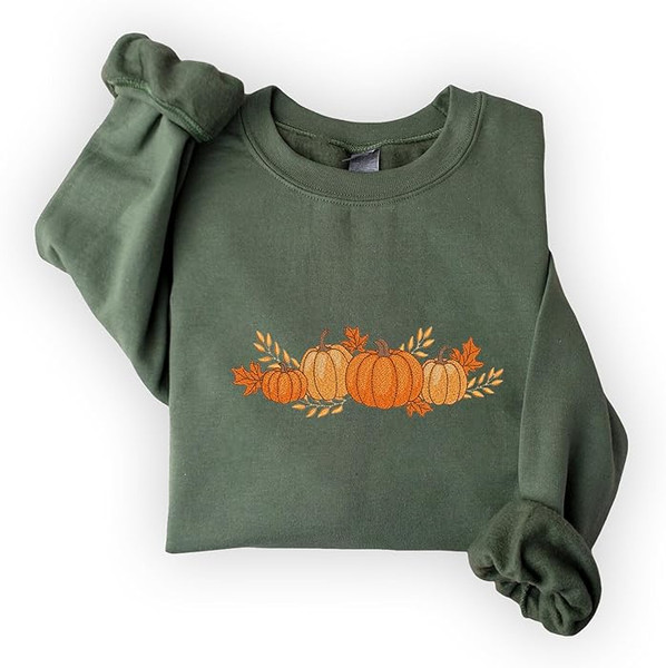 Autumn Pumpkins Embroidered T-shirt Gift For Woman Man Funny Pumpkin Shirt For Thanksgiving Halloween Fall Sweater Embroidered.jpg