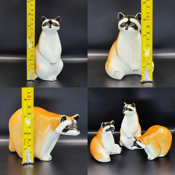 9 Vintage RACCOONS Porcelain Figurines set 3 PCS USSR 1970s.jpg