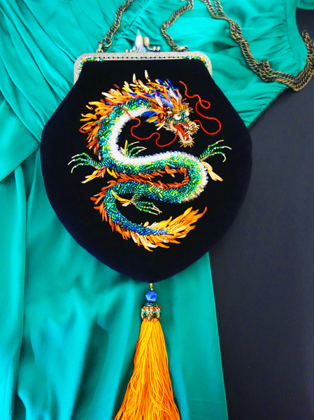 chinese dragon dark purple velvet beads embroidery bag.jpg