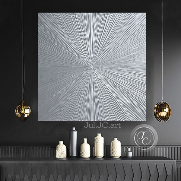 silver-gray-abstract-art-shiny-textured-original-painting-modern-wall-decor