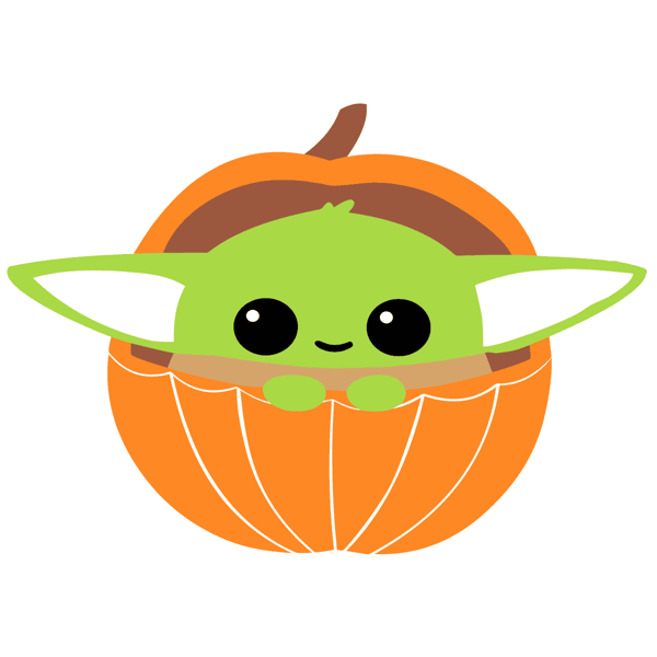 Baby Yoda In Pumpkin Happy Halloween Party SVG.png