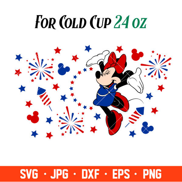 4th of July USA Minnie Mouse Full Wrap Svg, Starbucks Svg, Coffee Ring Svg, Cold Cup Svg, Cricut, Silhouette Vector.jpg