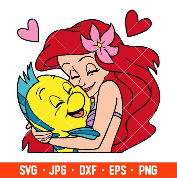 Ariel and Flounder Svg, Love Svg, Little Mermaid Svg, Disney Svg, Cricut, Silhouette Vector Cut File.jpg