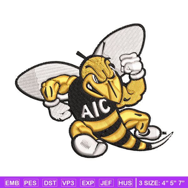 AIC Yellow Jackets embroidery design, AIC Yellow Jackets embroidery, logo Sport, Sport embroidery, NCAA embroidery..jpg