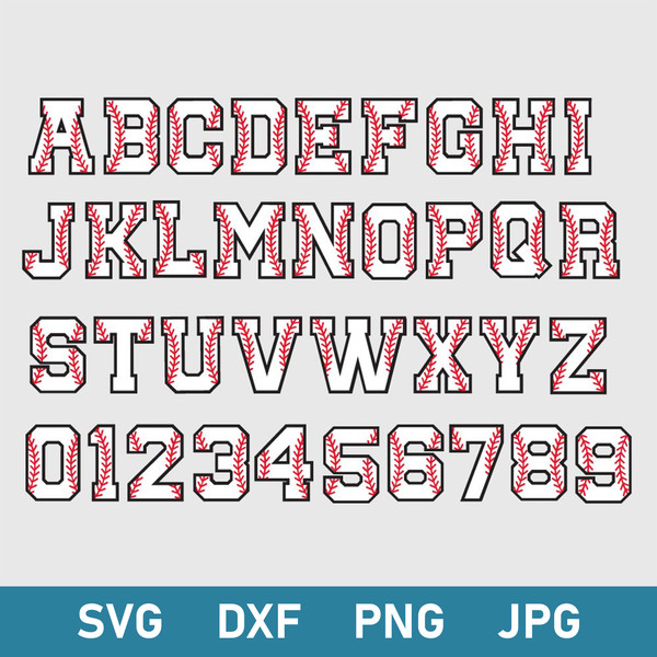 Baseball Letters And Number Svg, Baseball Font Svg, Sport Letters Svg, Png Dxf Eps File.jpg