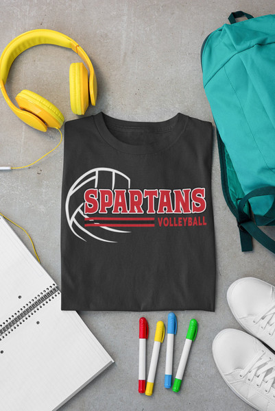 Spartans Volleyball Digital Design Red & Black PNG - Perfect for Volleyball enthusiasts and Spartan Fans - Instant Download.jpg