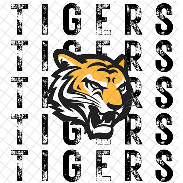 Tigers Distressed Mascot Design PNG, Digital Download , Sublimation File, Black JPG 1.jpg