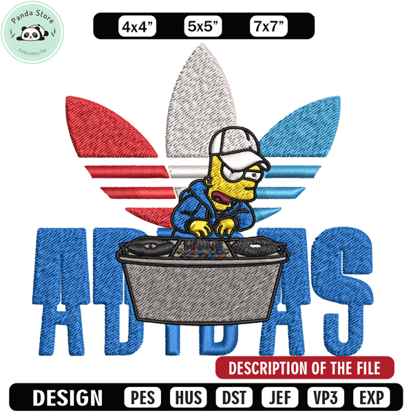 Bart dj adidas Embroidery Design, Adidas Embroidery, Brand Embroidery, Embroidery File, Logo shirt, Digital download.jpg