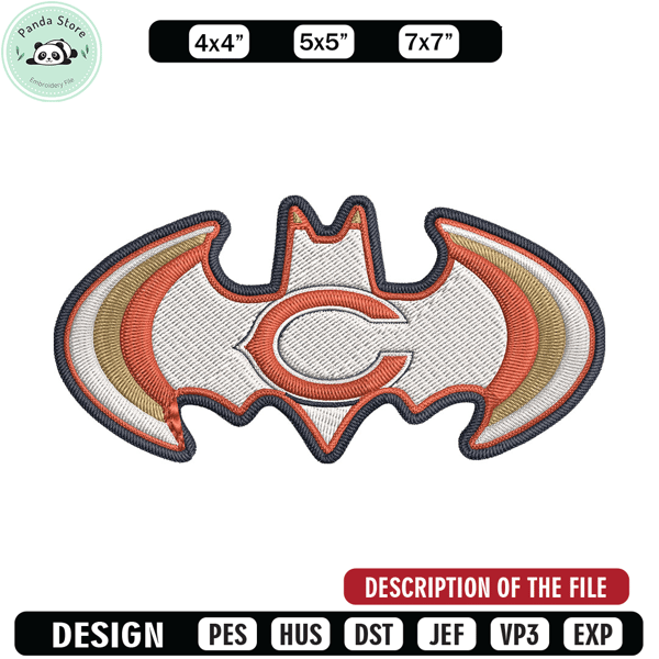 Batman Symbol Chicago Bears embroidery design, Bears embroidery, NFL embroidery, sport embroidery, embroidery design.jpg