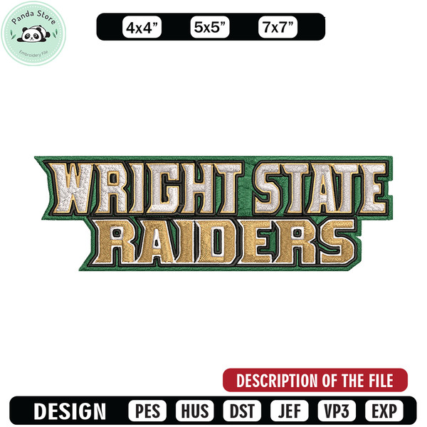 Wright State Raiders logo embroidery design,NCAA embroidery,Sport embroidery, logo sport embroidery,Embroidery design.jpg