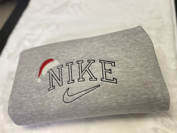 Nike Santa Hat Embroidered Sweatshirt Inspired Crewneck Sweatshirt Christmas Xmas.jpg