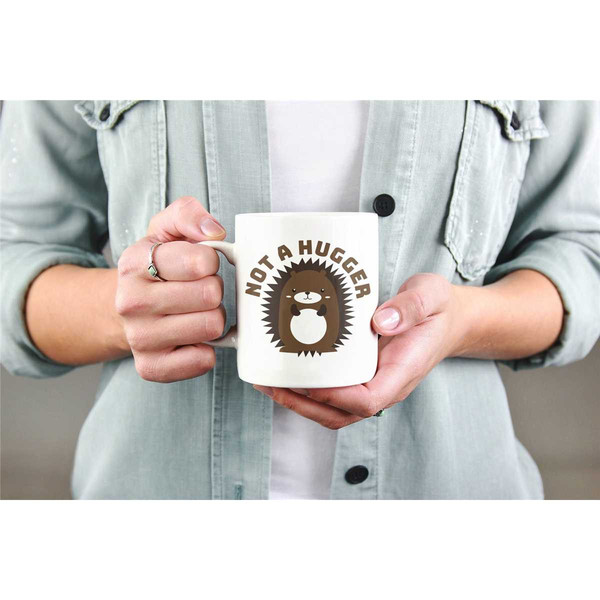 Hedgehog Mug, I'm Not A Hugger, Porcupine Lover Gifts, Funny Animal Coffee Cup, Hedgehog Lover, Introvert Gifts, Anti-So.jpg