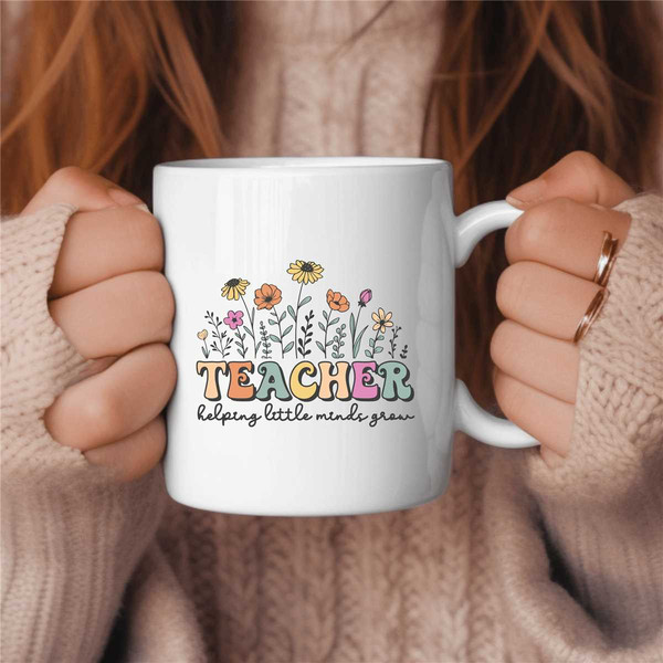 Helping Little Minds Grow Retro Groovy Teacher Coffee Mug, Middle School Teacher Gift, Elementary Teacher Gift, Cute Tea 1.jpg