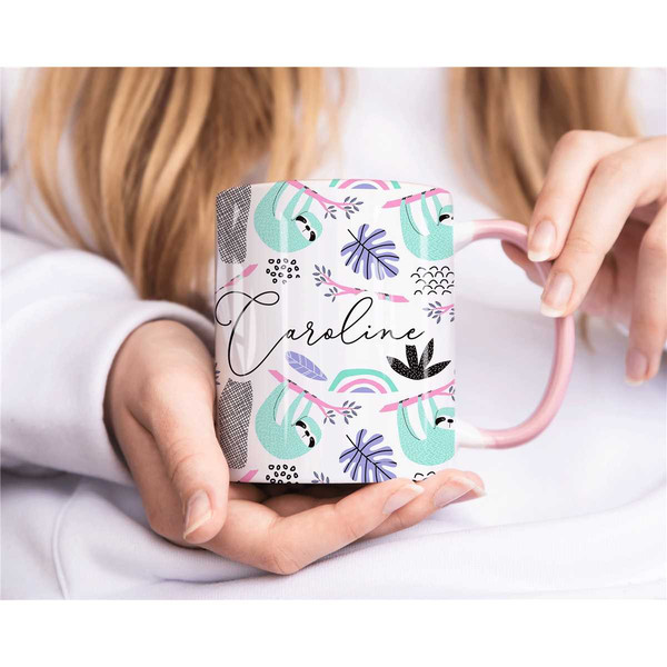 Cute Sloth Mug, Personalised Mug, Custom Name Cup, Coffee Tea Cup Gift For Her, Valentines Gift For Her, Wife Girlfriend.jpg
