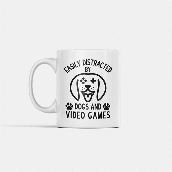 Dogs and Video Games Gifts, Dog Lover Coffee Cup, Gamer Mug, Easily Distracted By Dogs and Video Games, Gaming Dog Perso.jpg