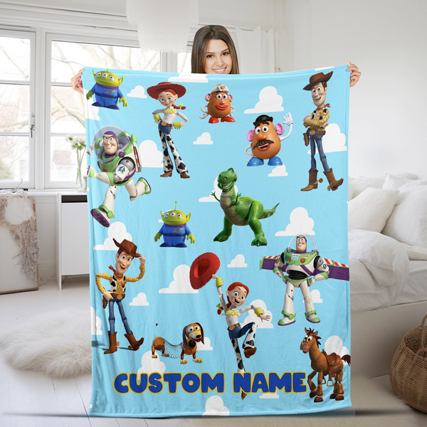 Custom Name Toy Story Blanket, Disney Toy Story Characters Blanket, Baby Blanket, Gift For Kid, Fleece Mink Sherpa, Gift For Baby NFON40.jpg