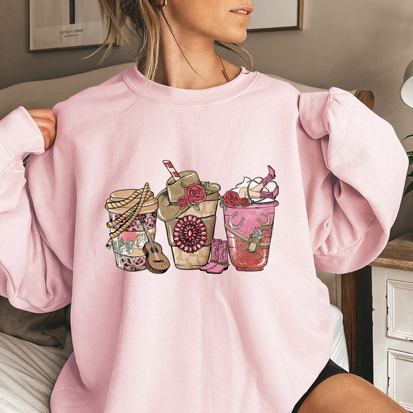 Retro Coffee Lover Sweatshirt, Western Valentine, Valentine's Day Sweatshirt, Cowgirl Sweatshirt, Western Gifts, Women's Sweatshirt.jpg