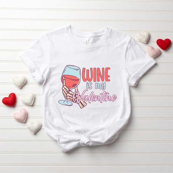 Retro Wine is My Valentine Shirt, Wine Shirt, Valentines Day Shirt, Wine Gifts, Galentines Day Gifts, Anti Valentine, Funny Valentine Shirt.jpg