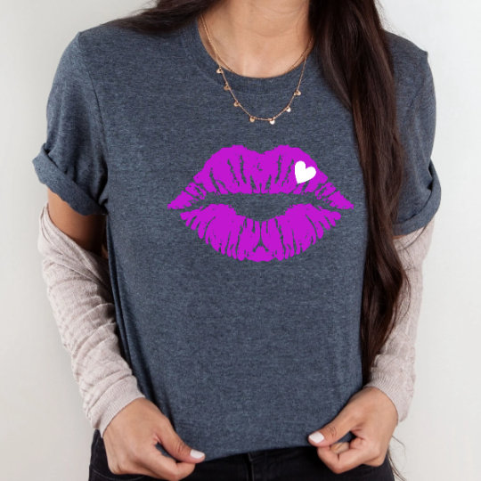 Sexy Lips with Heart Valentine Shirt for Women, Sexy Tshirt for Women, Flirty Valentine Shirt, Love Shirt for Women, Cute Valentines Day Tee 2.jpg