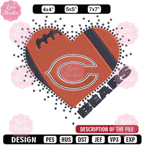 Heart Chicago Bears embroidery design, Chicago Bears embroidery, NFL embroidery, sport embroidery, embroidery design 1.jpg