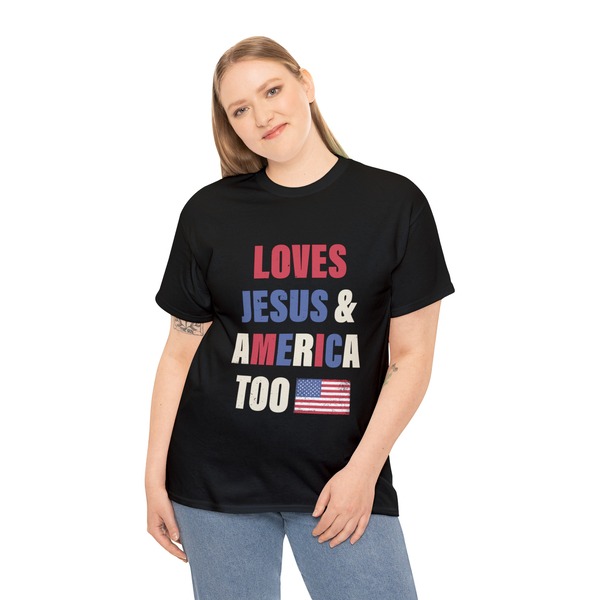 American Flag Loves Jesus And America Too Retro T-Shirt, Jesus Lover America Shirt, Christian 4th of July Shirt, Jesus.jpg