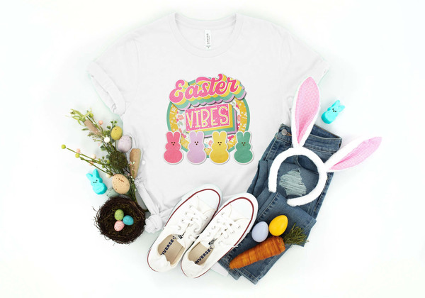 Easter Vibes Shirt, Easter Bunny Shirt, Retro Easter Shirt, Bunny Shirt, Cute Easter Kids Shirt, Family Matching Shirt, Easter Family Shirt.jpg