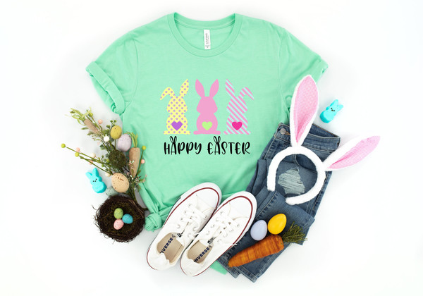 Happy Easter Shirt, Happy Easter Bunnies Shirt, Bunny Shirt, Easter Bunny Shirt, Cute Easter Shirt, Bunny Tshirt, Easter Matching Tee.jpg