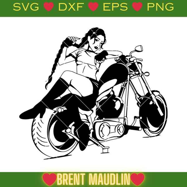 Sexy Girl Sitting on Motorcycle Svg, Women on Chopper Svg.jpg