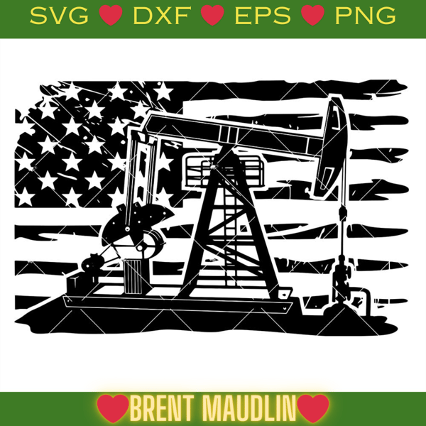 US Flag Oil Rig Svg, US Oil Derrick Svg, Oil Pump Svg.jpg