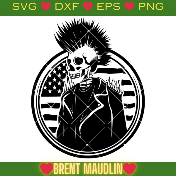 US Mohawk Skull Punk Svg, Hair Style Svg, US Rockers Svg.jpg