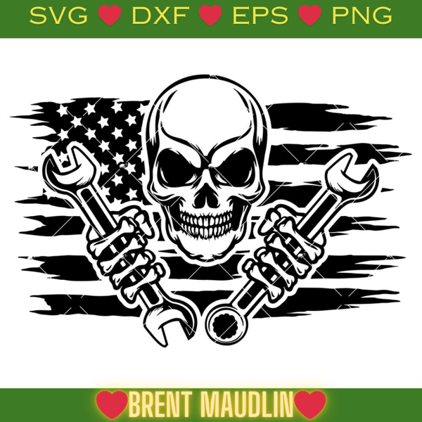 USA Flag Skull Mechanic Svg, Mechanic Logo Svg, Mechanic.jpg