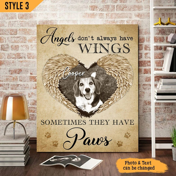 Angels Don't Always Have Wings Sometimes They Have Paws Dog Personalized Canvas - Wall Art Canvas - Gifts for Dog Mom.jpg