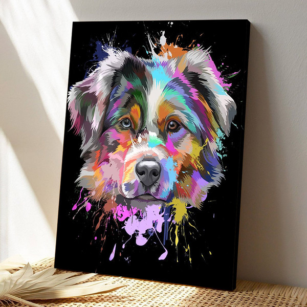 Australian Shepherd Splash - Dog Pictures - Dog Canvas Poster - Dog Wall Art - Gifts For Dog Lovers - Furlidays.jpg